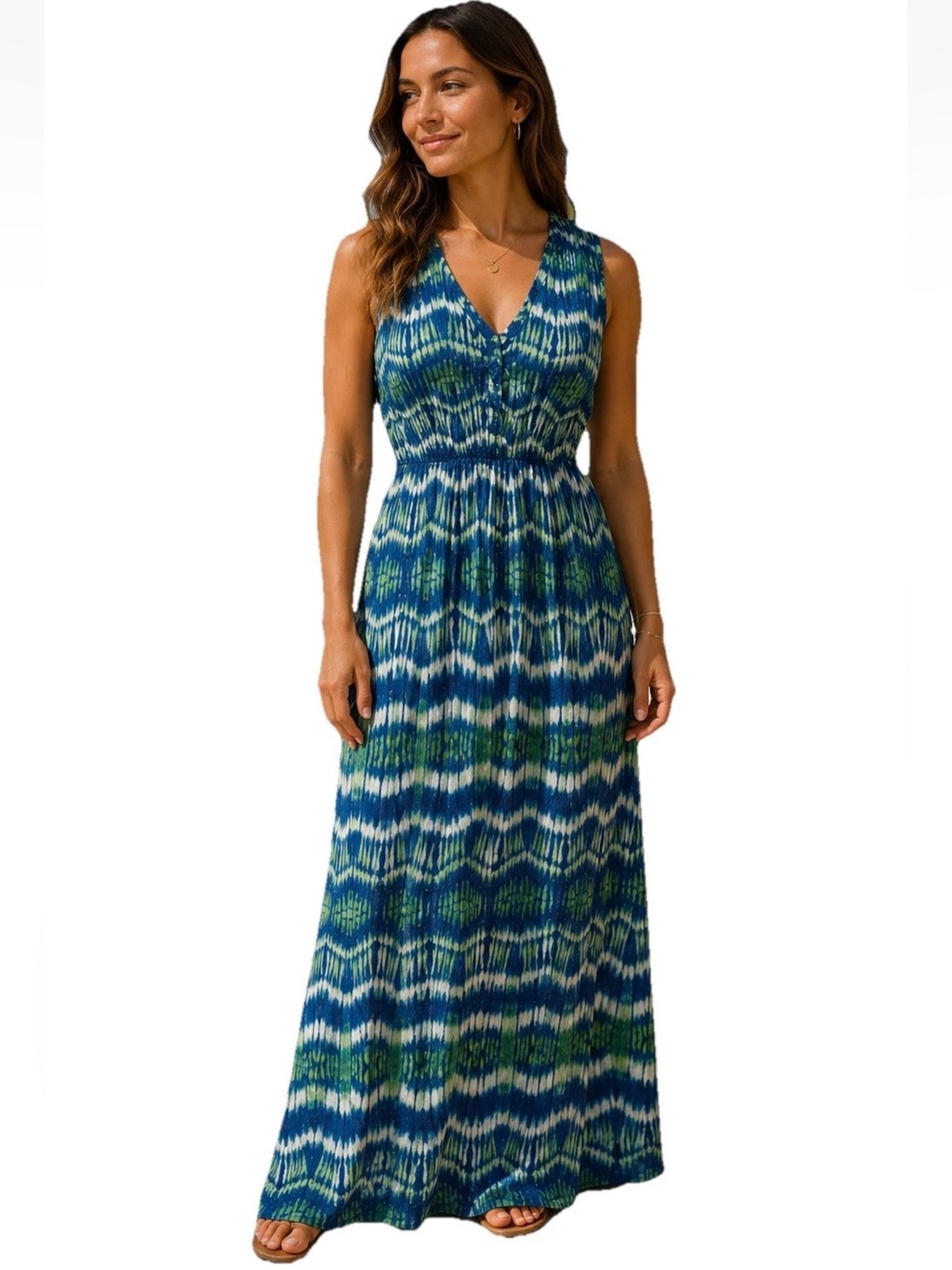 Neiman Marcus Women’s *M Sleeveless Maxi Tie Dye Summer Resort Travel Casual